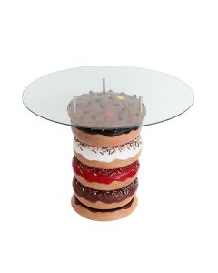 Donuttisch mit braunem Keks und Glasplatte vergrößert