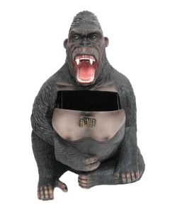 Gorilla Eisfach oder Abfalleimer lebensgroß