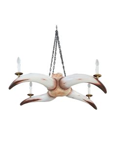 Stierhorn Kronleuchter mit 4 Lichtern Variante 2 lebensgroß