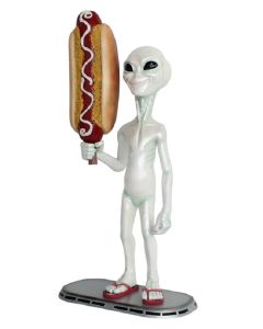Alien mit Hotdog lebensgroß