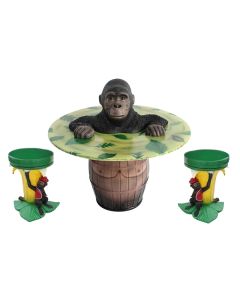 Gorilla Fasstisch und Bananenhocker lebensgroß
