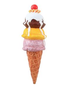 Halbes Eis 3 Kugeln mit Kirsche auf Ständer Wanddeko vergrößert