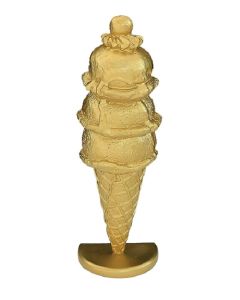 Halbes Eis 3 Kugeln mit Kirsche Gold klein vergrößert