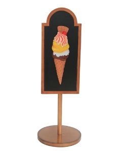 Angebotsschild Eis mit Waffel vergrößert