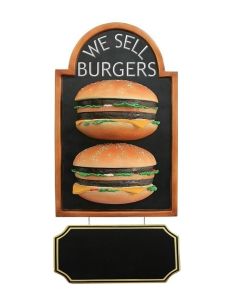 2 Burger auf Angebotstafel mit Angebotsschild vergrößert