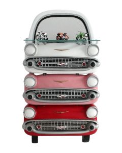 Spiegel Chevy Rot, Rosa und Weiß mit Regal verkleinert