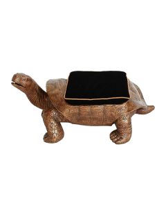 Schildkröte Gold Hocker mit schwarzem Polster lebensgroß
