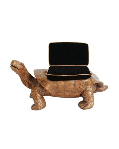 Schildkröte Gold Sitz mit schwarzem Polster lebensgroß