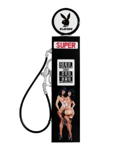Oldschool Zapfsäule Schwarz mit sexy rockabilly Frauen als Wanddeko lebensgroß
