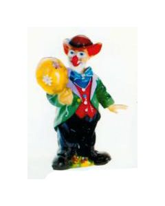 lustiger kleiner Clown mit Ballon verkleinert