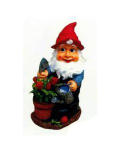 Gartenzwerg als Rosengärtner lebensgroß
