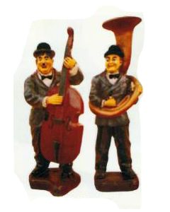 Dick und Doof klein mit Cello und Sausaphone verkleinert