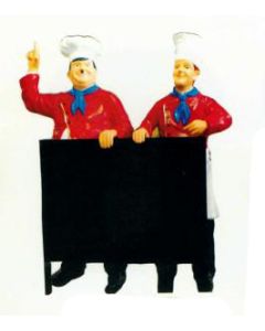 Dick und Doof als Koch hinter Menütafel verkleinert