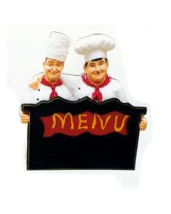 Dick und Doof halten MENU-Tafel verkleinert