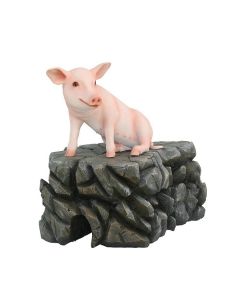 Schwein rosa sitzend lebensgroß