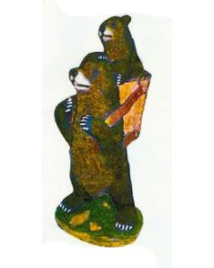 Braunbär mit Kind im Korb verkleinert