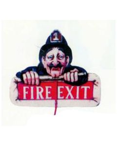 Feuerausgang *Fire Exit* Schild mit Feuerwehrmann verkleinert