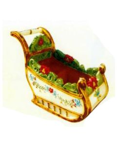 großer Weihnachtsschlitten mit Blumenmotiv lebensgroß