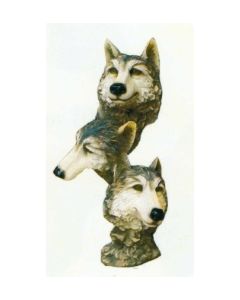3 Wolfsköpfe als Statue verkleinert