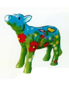 kleines Kalb mit Blumenbemalung lebensgroß