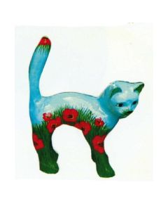 Katze mit Mohn bemalt lebensgroß