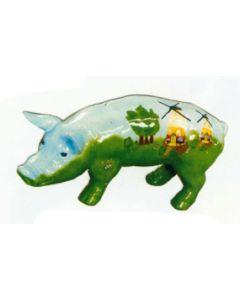 kleines Schwein bemalt mit Windmühlen verkleinert