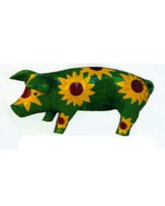 Schweinchen mit Sonnenblumen bemalt verkleinert