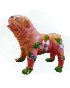 Bulldogge mit Blumenmuster lebensgroß