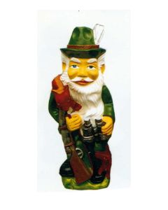 Gartenzwerg als Jäger mit Fernglas und Gewehr lebensgroß