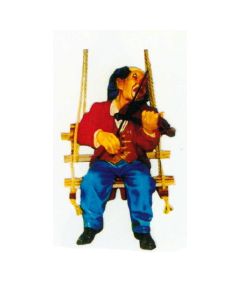 Clown auf Schaukel mit Geige verkleinert