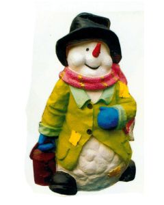 Schneemann klein mit Hut und Mantel verkleinert