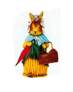 kleine Osterhäsin mit Korb und Schirm vergrößert