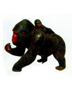 laufender Gorilla mit Kind dunkelbraun lebensgroß