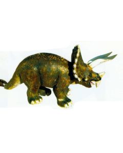 Dinosaurier mit Hörnern und Schild groß verkleinert