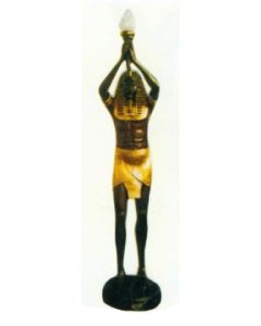 braun goldener Ägypter als Fackelträger mit Lampe lebensgroß