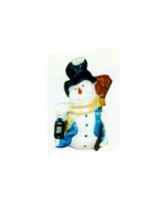 kleiner Schneemann mit Besen und Laterne verkleinert
