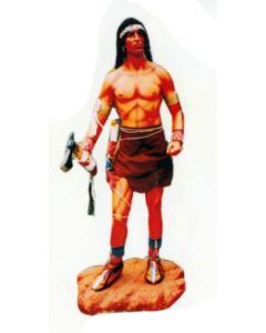 Indianerkrieger mit Beil lebensgroß