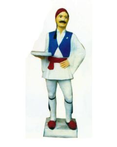 griechischer Kellner mit Tablett lebensgroß