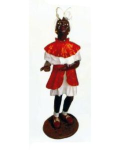 kleines dunkelhäutiges Mädchen im roten Kleid verkleinert