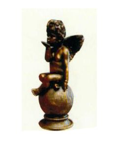 sitzender Engel auf Kugel Bronzeoptik verkleinert