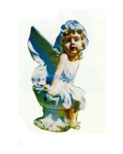sitzendes Engelsmädchen auf kleiner Säule verkleinert