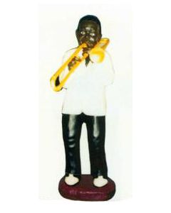 kleiner Jazzmusiker mit Posaune verkleinert