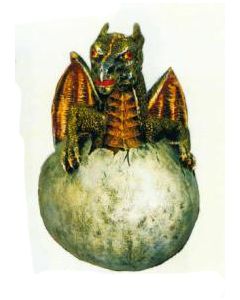 Drachenbaby schlüpft aus Ei verkleinert