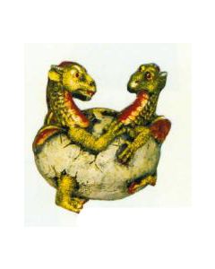 Doppelkopfdrachen schlüpfend aus Ei verkleinert