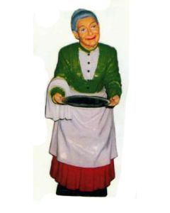 Oma als Kellnerin mit Tablett klein verkleinert