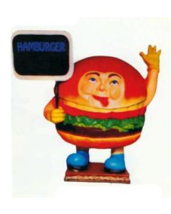 Hamburger mit Schild vergrößert