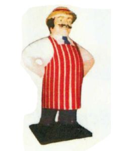 dicker großer Ladenbesitzer lebensgroß