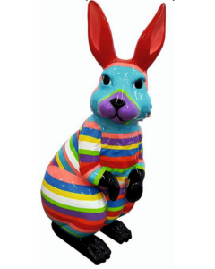 Osterhase mit bunten Streifen vergrößert