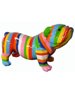 Bulldogge bunt gestreift lebensgroß