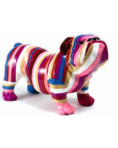 Bulldogge bunt gestreift lebensgroß